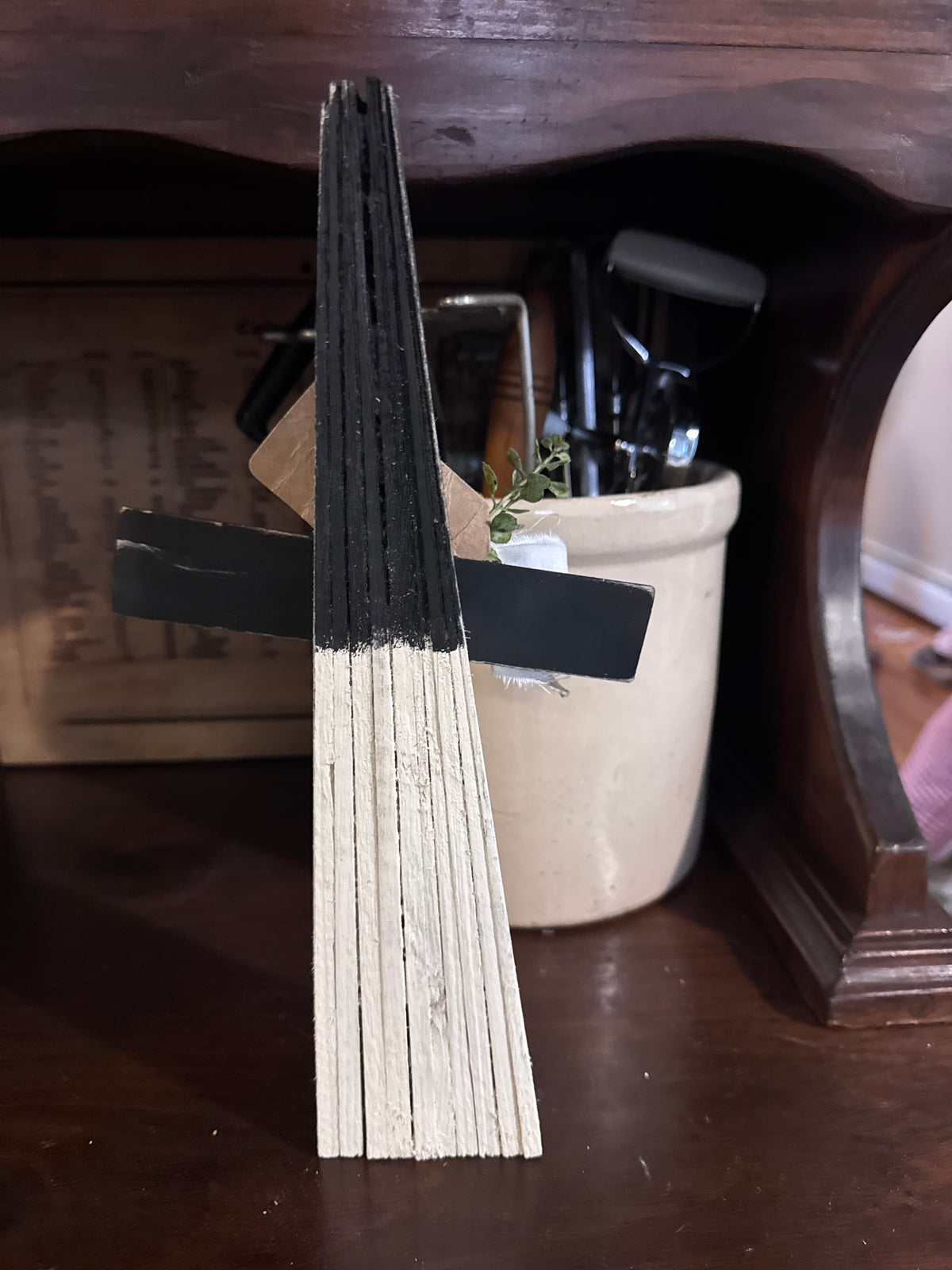 Handcrafted Holiday Wooden Shim Ghost Black & White (#1) Farmhouse Rustic
