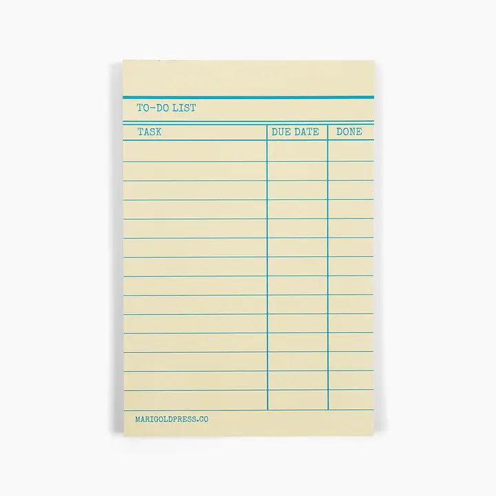 Library Card Notepad - Yellow