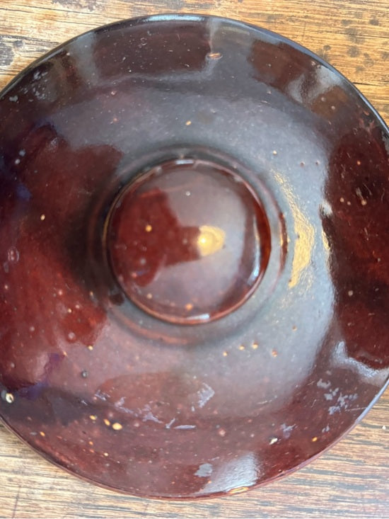 Vintage Brown Stoneware Bean Pot