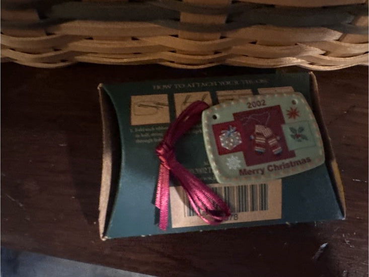 Vintage Longaberger 2002 Christmas Collection Traditions Basket Lid Liner Tie-On