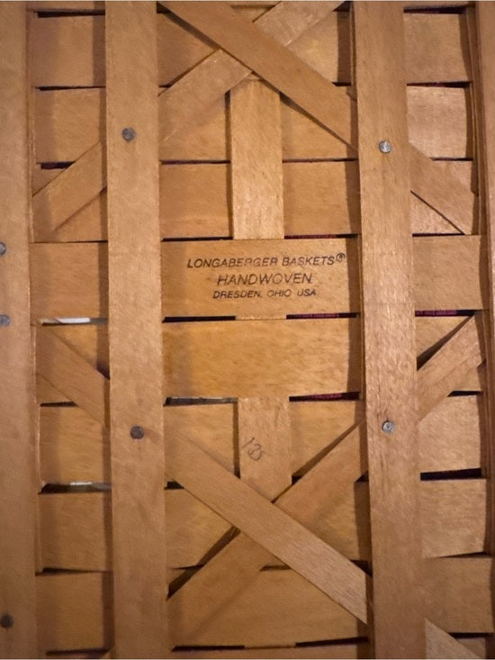 Vintage Longaberger 2002 Christmas Collection Traditions Basket Lid Liner Tie-On
