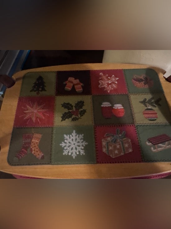 Vintage Longaberger 2002 Christmas Collection Traditions Basket Lid Liner Tie-On